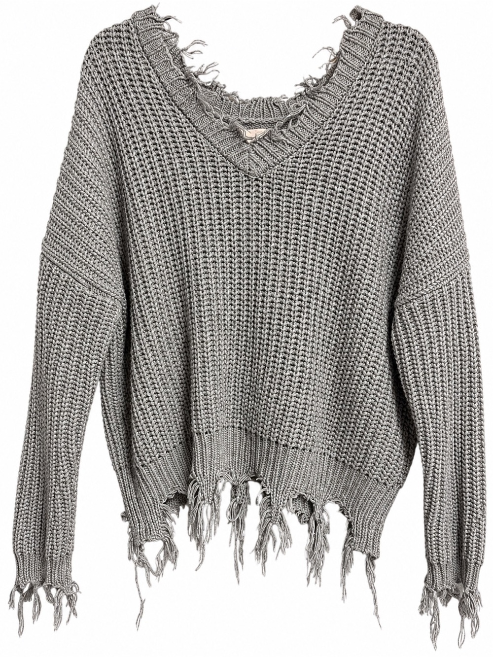 Title: Love Tree Gray Distressed Chunky Knit Sweater Oversized 1X/2X Grunge